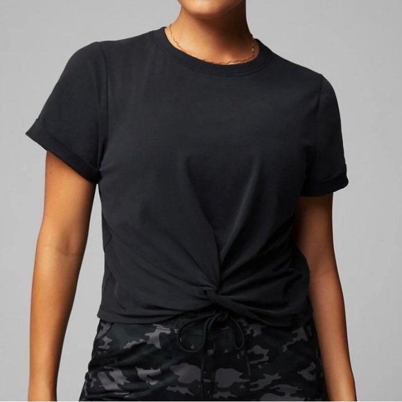 Fabletics Tops - FABLETICS FRONT-TWIST TEE, BLACK